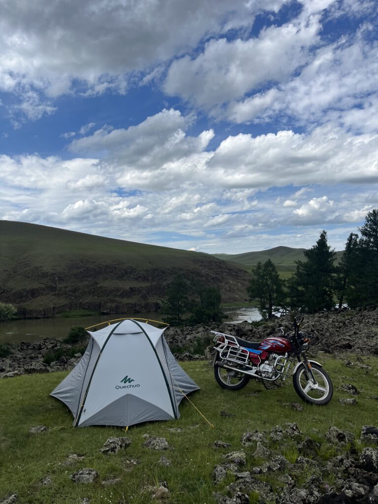 camping site along a river near the Orkhon Valley