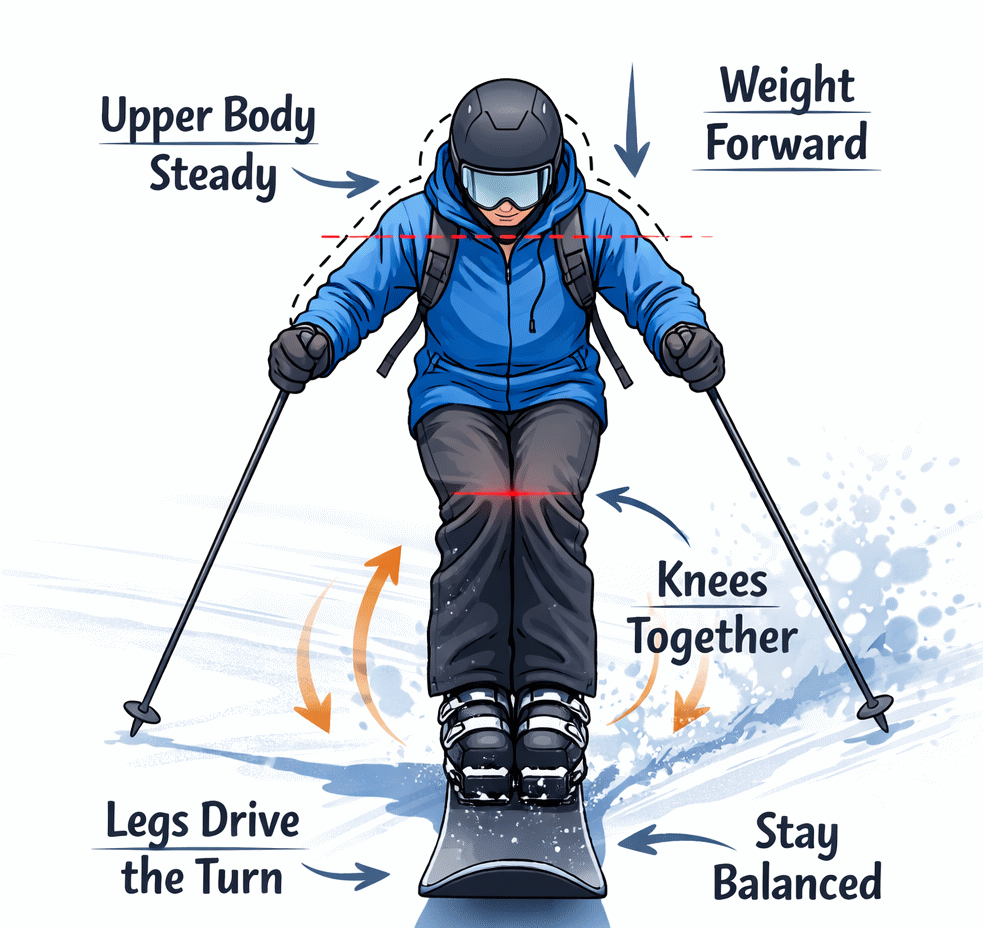 monoskier with ski technique tips