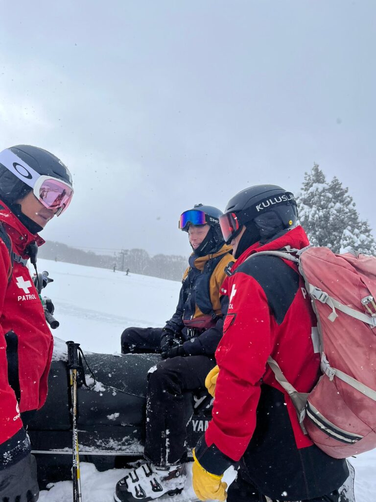 On the back of ski patrol japan