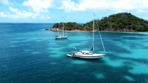 boat drifting in the caribbean